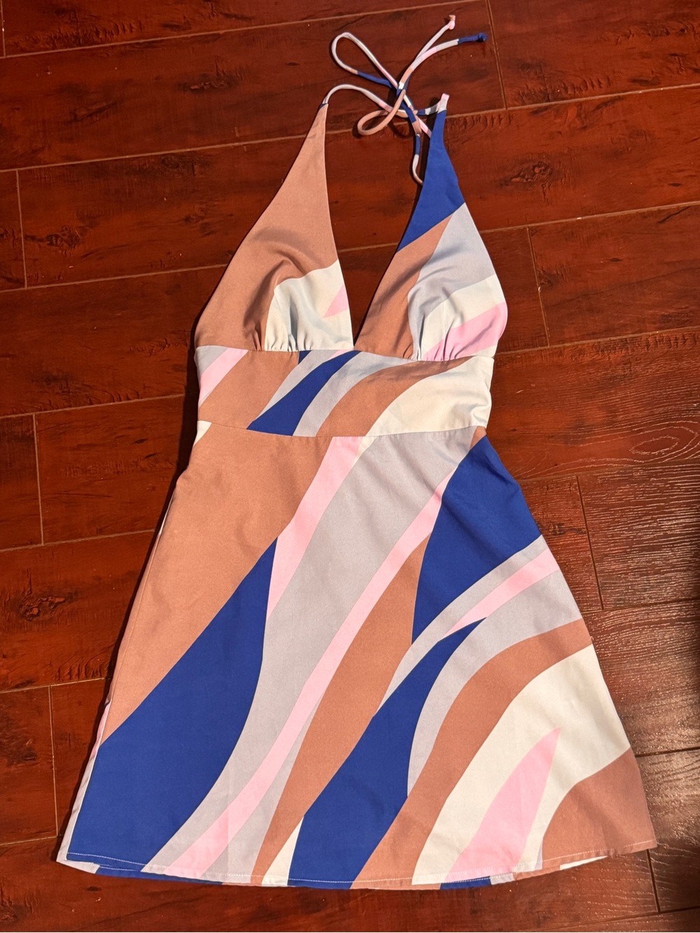 Cotton Candy LA Halter Dress in Multi-color and Backless